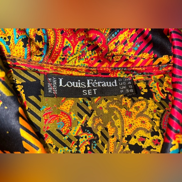 EUC Louis Feraud SZ 4 gold/red/black multicolored silk paisley print blouse - Picture 12 of 12